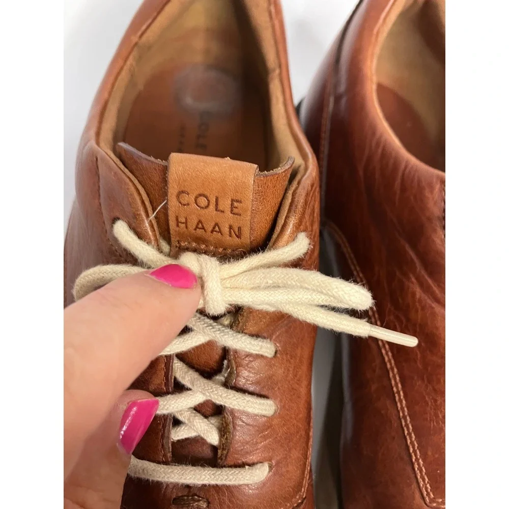 Cole Haan Grand.OS Oxfords Mens 12M Brown Good C26529 Leather Lace Up Shoes
